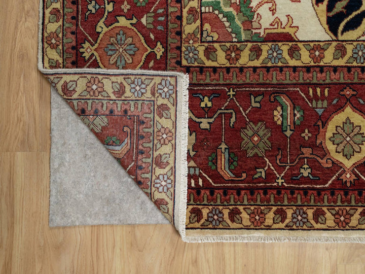 12'0" x 12'3" New Hand Knotted Ivory Wool Square Oriental Rug - MOA10291107