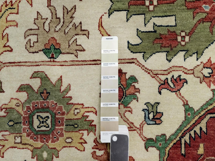 12'0" x 12'3" New Hand Knotted Ivory Wool Square Oriental Rug - MOA10291107