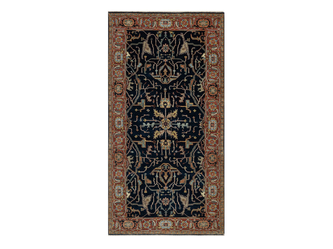 4'2" x 8'1" New Hand Knotted Blue Wool Runner Oriental Rug - MOA10291110