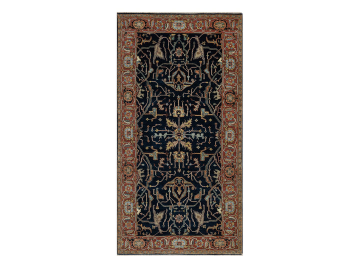 4'2" x 8'1" New Hand Knotted Blue Wool Runner Oriental Rug - MOA10291110