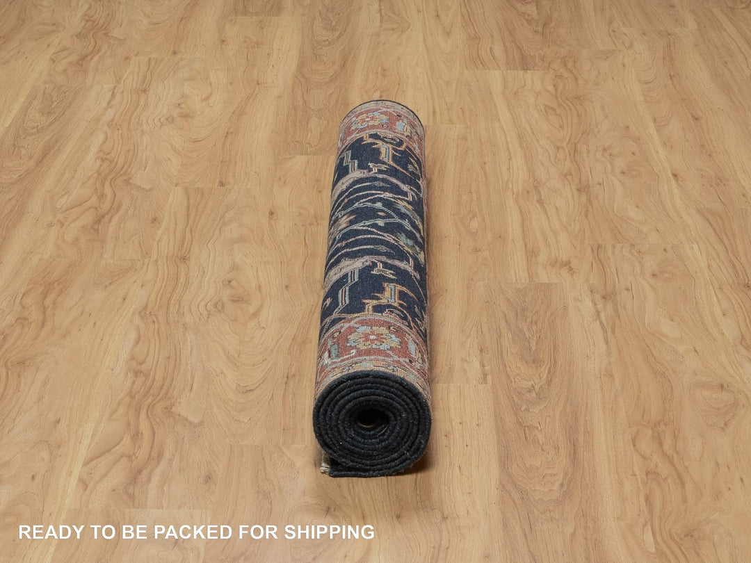 4'2" x 8'1" New Hand Knotted Blue Wool Runner Oriental Rug - MOA10291110