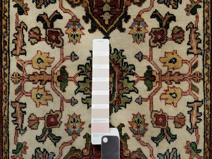 2'7" x 6'2" New Hand Knotted Ivory Wool Runner Oriental Rug - MOA10291111