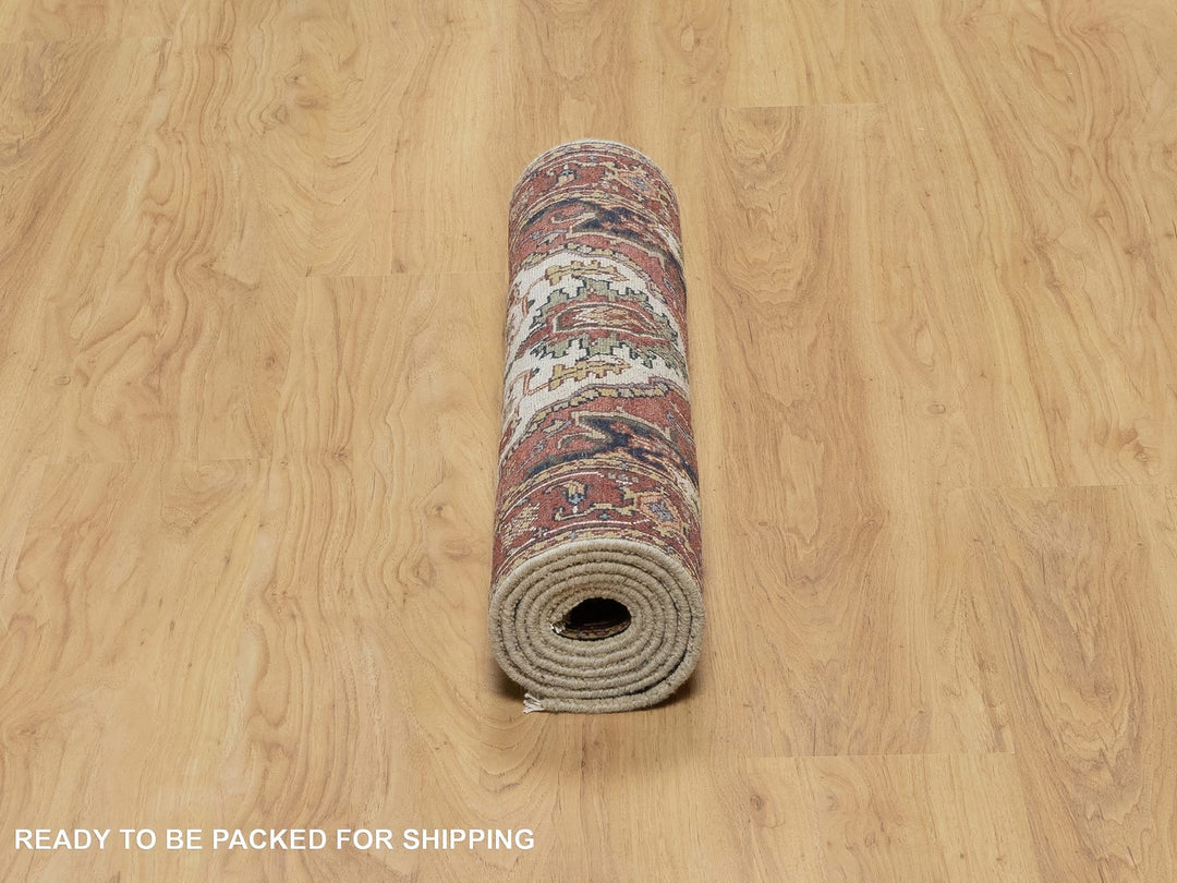 2'7" x 6'2" New Hand Knotted Ivory Wool Runner Oriental Rug - MOA10291111
