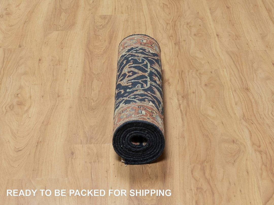 2'6" x 8'1" New Hand Knotted Blue Wool Runner Oriental Rug - MOA10291113