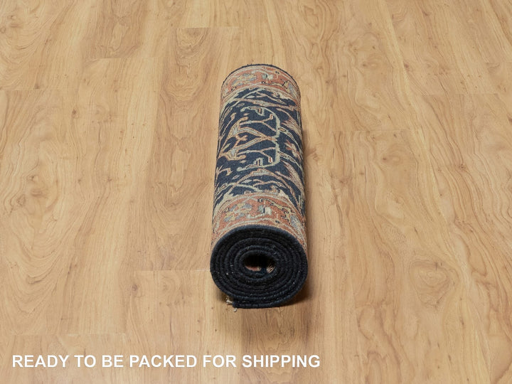 2'6" x 8'1" New Hand Knotted Blue Wool Runner Oriental Rug - MOA10291113
