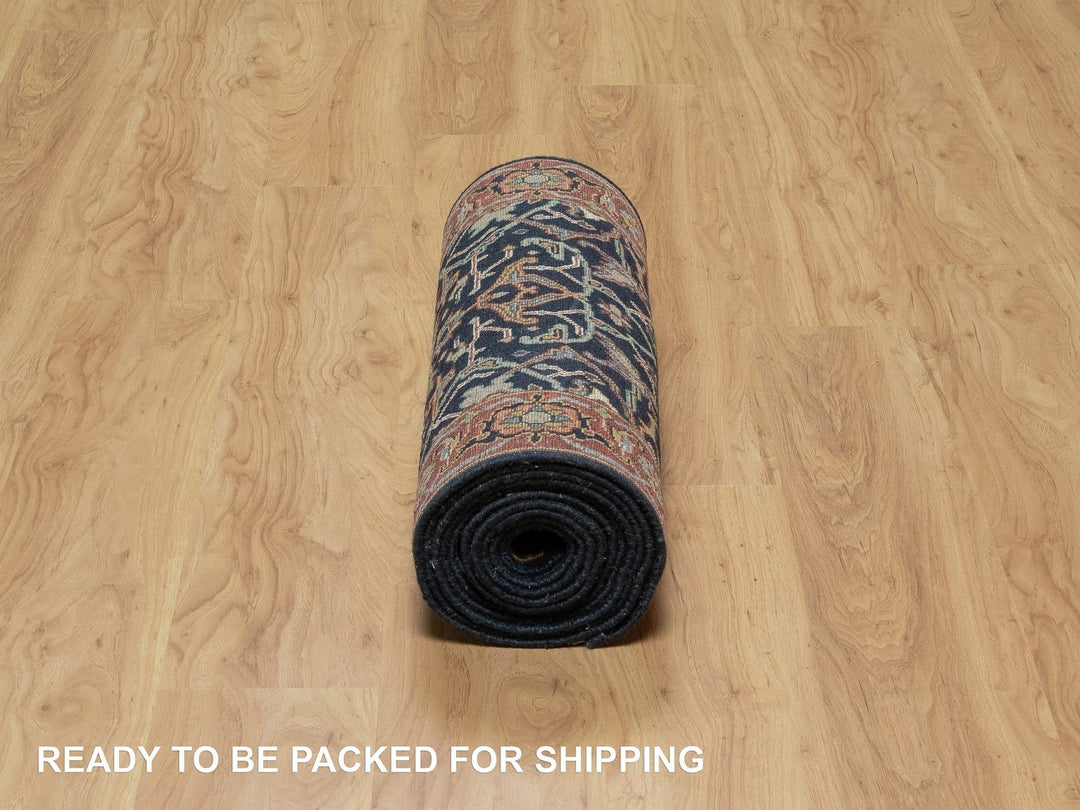 2'6" x 14'1" New Hand Knotted Blue Wool Runner Oriental Rug - MOA10291115