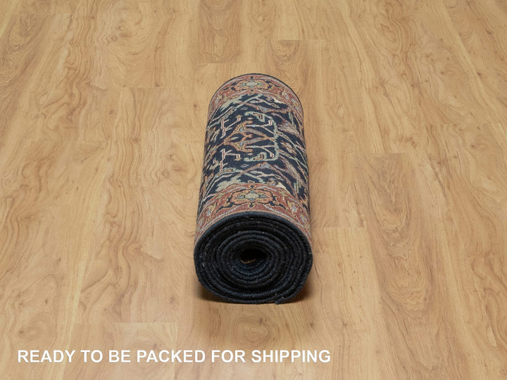 2'6" x 14'1" New Hand Knotted Blue Wool Runner Oriental Rug - MOA10291115