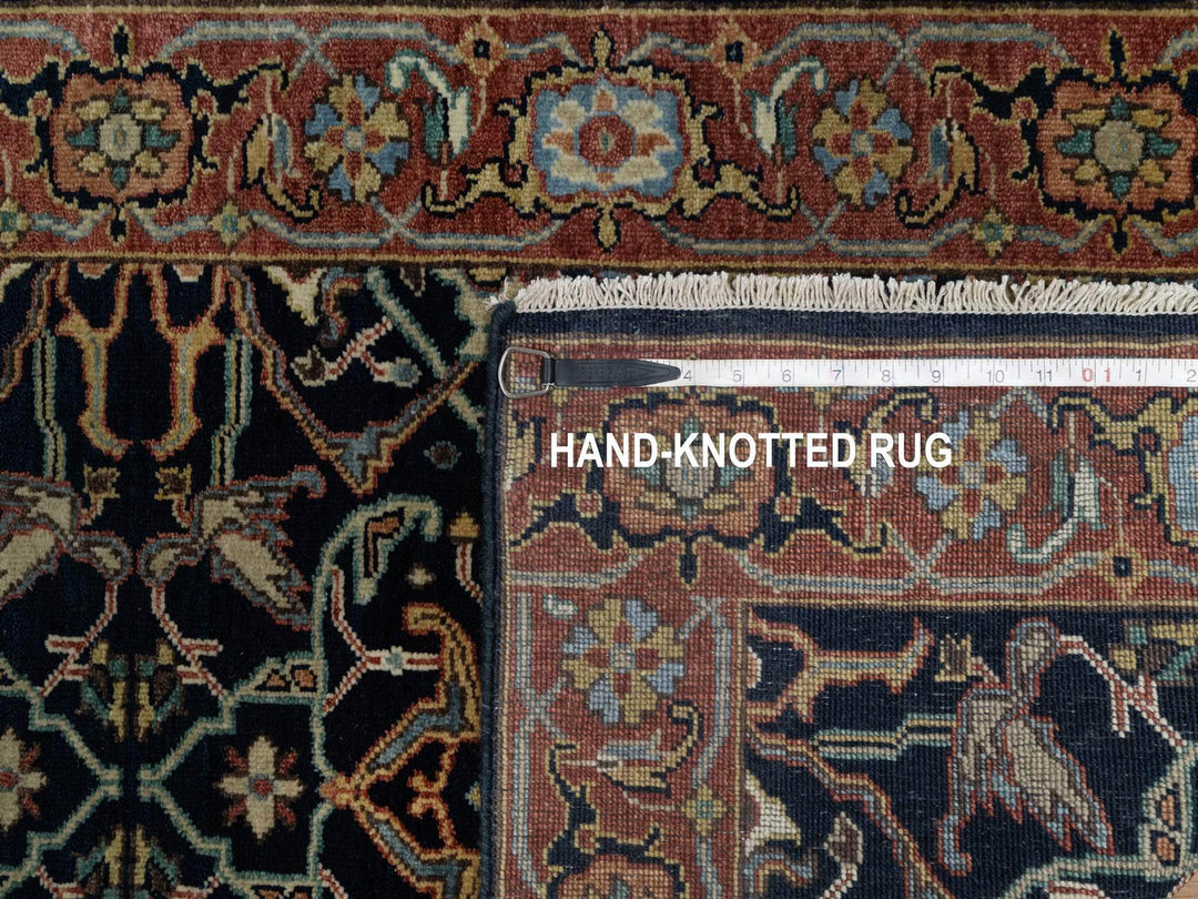 2'6" x 14'1" New Hand Knotted Blue Wool Runner Oriental Rug - MOA10291115