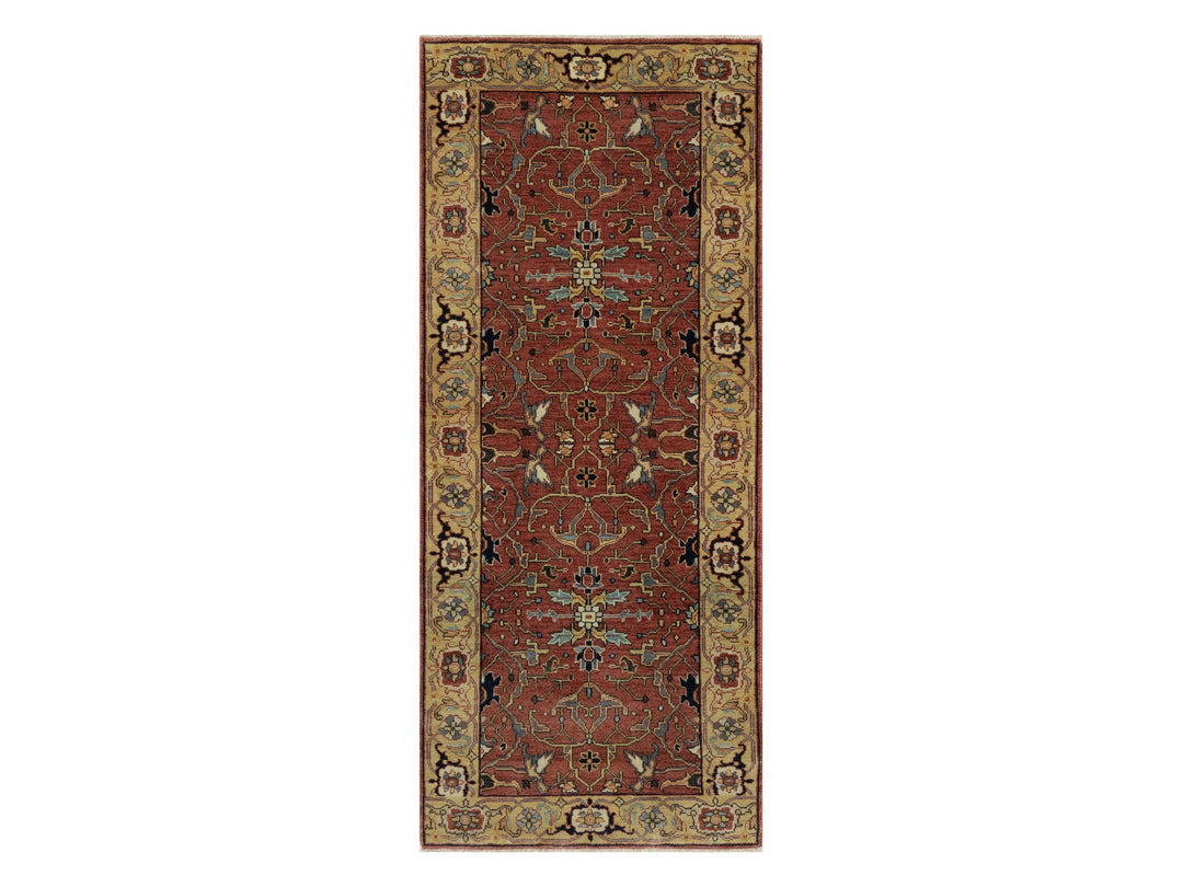 2'7" x 6'1" New Hand Knotted Red Wool Runner Oriental Rug - MOA10291118