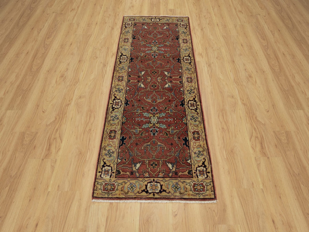 2'7" x 6'1" New Hand Knotted Red Wool Runner Oriental Rug - MOA10291118