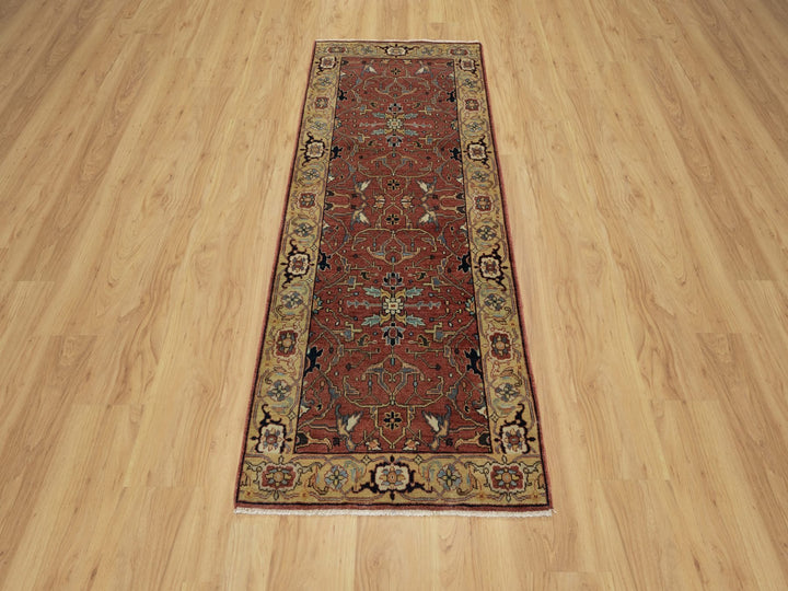 2'7" x 6'1" New Hand Knotted Red Wool Runner Oriental Rug - MOA10291118