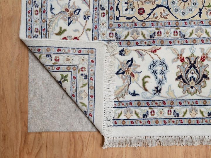 9'0" x 12'1" New Hand Knotted Ivory Wool & Silk Rectangle Oriental Rug - MOA10291122