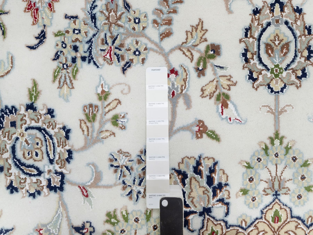 8'10" x 12'4" New Hand Knotted Ivory Wool & Silk Rectangle Oriental Rug - MOA10291124