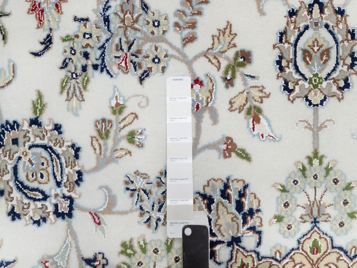 8'10" x 12'4" New Hand Knotted Ivory Wool & Silk Rectangle Oriental Rug - MOA10291124