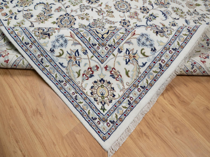 8'9" x 12'3" New Hand Knotted Ivory Wool & Silk Rectangle Oriental Rug - MOA10291126