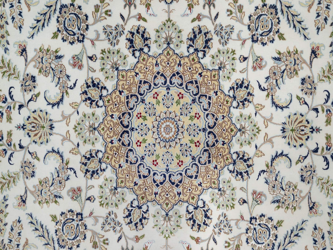8'9" x 12'3" New Hand Knotted Ivory Wool & Silk Rectangle Oriental Rug - MOA10291126