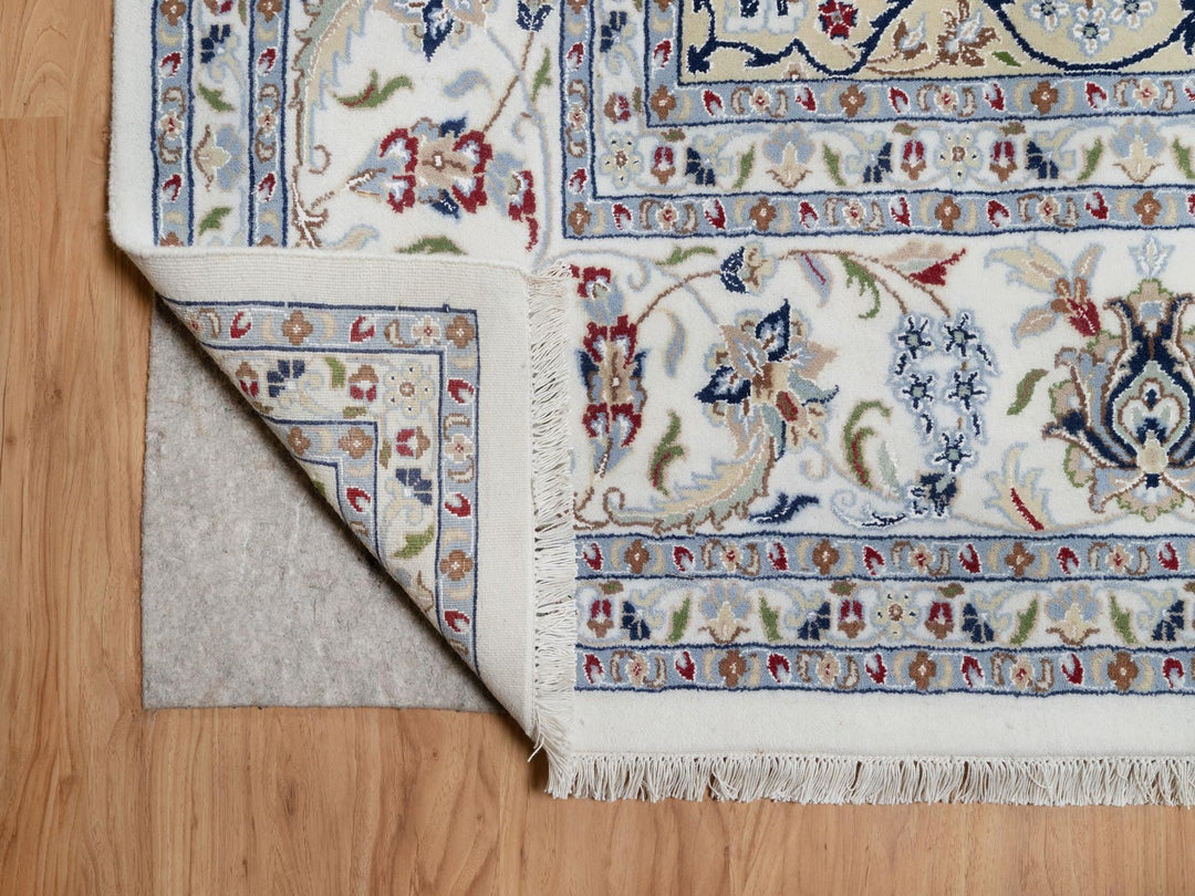 9'8" x 14'4" New Hand Knotted Ivory Wool & Silk Rectangle Oriental Rug - MOA10291129
