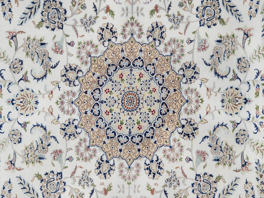 9'8" x 14'4" New Hand Knotted Ivory Wool & Silk Rectangle Oriental Rug - MOA10291129