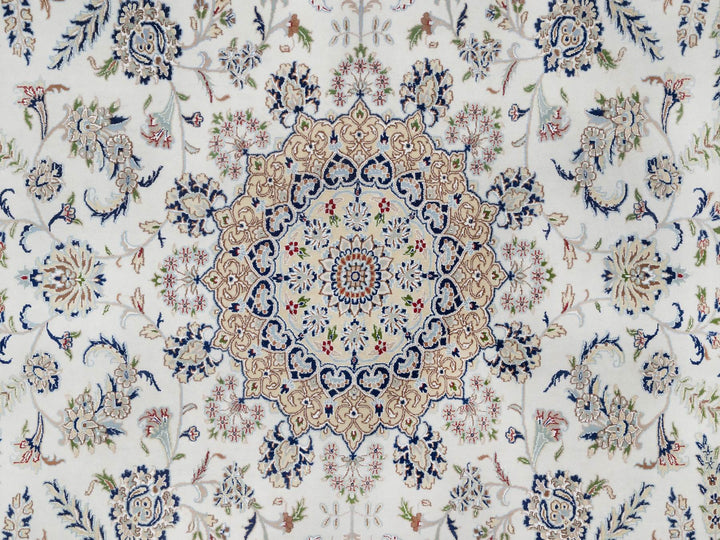 9'8" x 14'4" New Hand Knotted Ivory Wool & Silk Rectangle Oriental Rug - MOA10291129