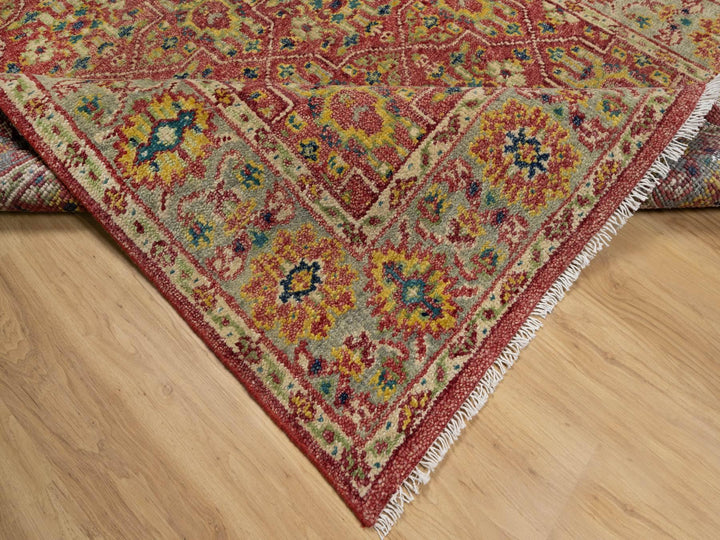 6'0" x 8'10" New Hand Knotted Red Wool Rectangle Oriental Rug - MOA10291132