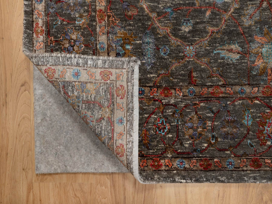 5'0" x 7'0" New Hand Knotted Brown Wool & Silk Rectangle Oriental Rug - MOA10291133