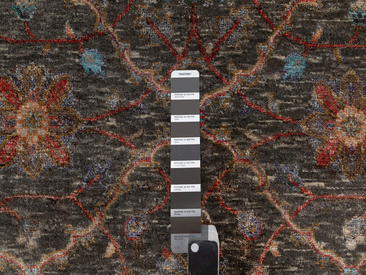 5'0" x 7'0" New Hand Knotted Brown Wool & Silk Rectangle Oriental Rug - MOA10291133