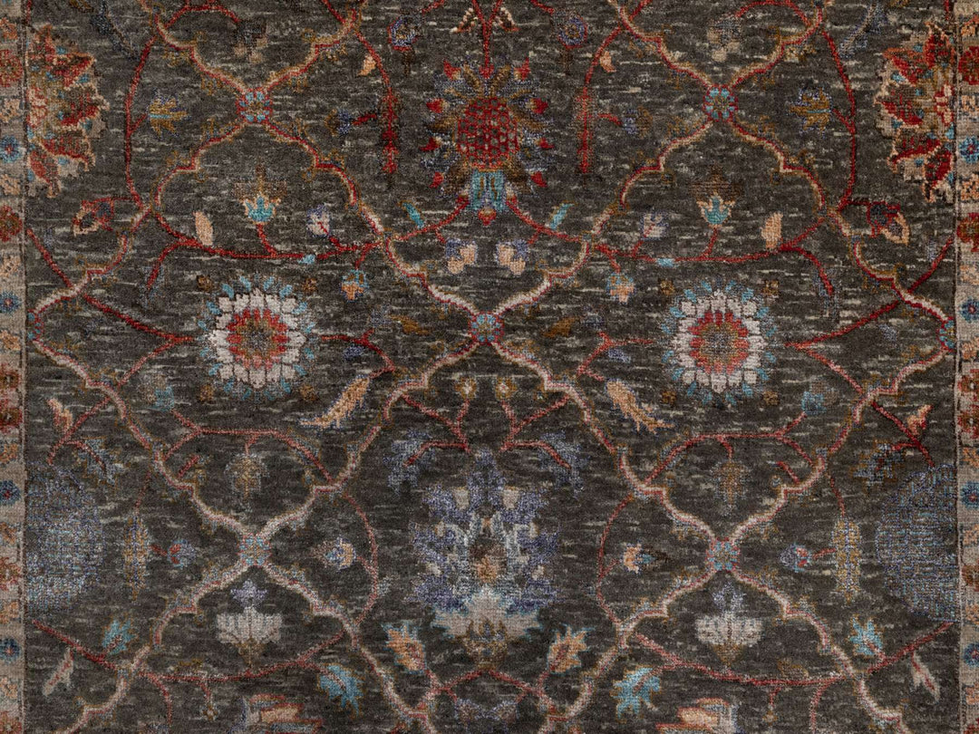 5'0" x 7'0" New Hand Knotted Brown Wool & Silk Rectangle Oriental Rug - MOA10291133