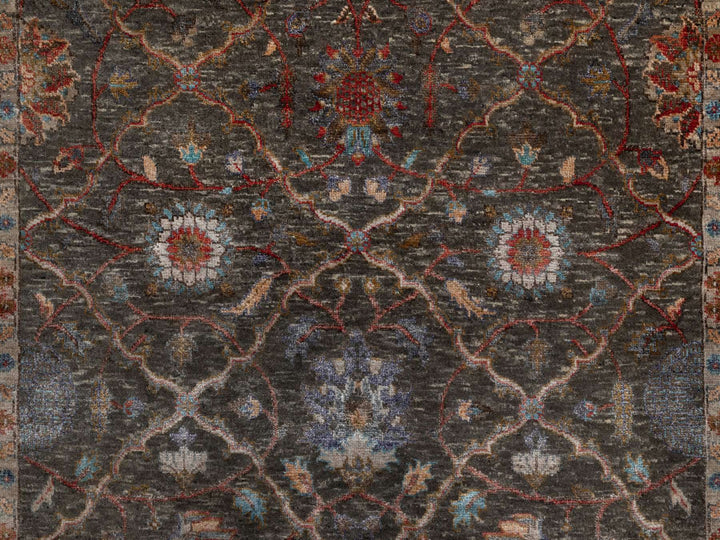 5'0" x 7'0" New Hand Knotted Brown Wool & Silk Rectangle Oriental Rug - MOA10291133