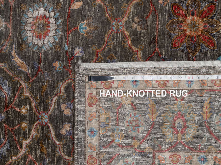 5'0" x 7'0" New Hand Knotted Brown Wool & Silk Rectangle Oriental Rug - MOA10291133