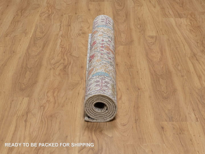 4'3" x 6'2" New Hand Knotted Ivory Wool & Silk Rectangle Oriental Rug - MOA10291134