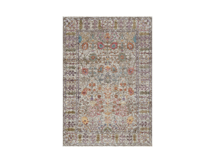 4'0" x 6'1" New Hand Knotted Ivory Wool & Silk Rectangle Oriental Rug - MOA10291138