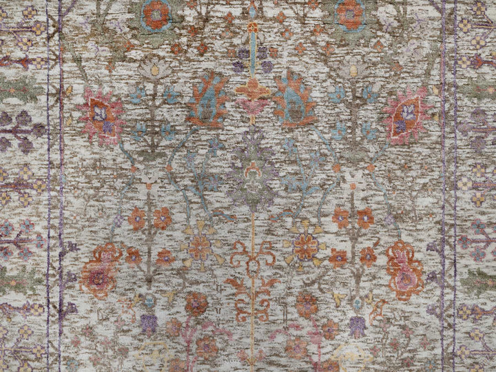 4'0" x 6'1" New Hand Knotted Ivory Wool & Silk Rectangle Oriental Rug - MOA10291138
