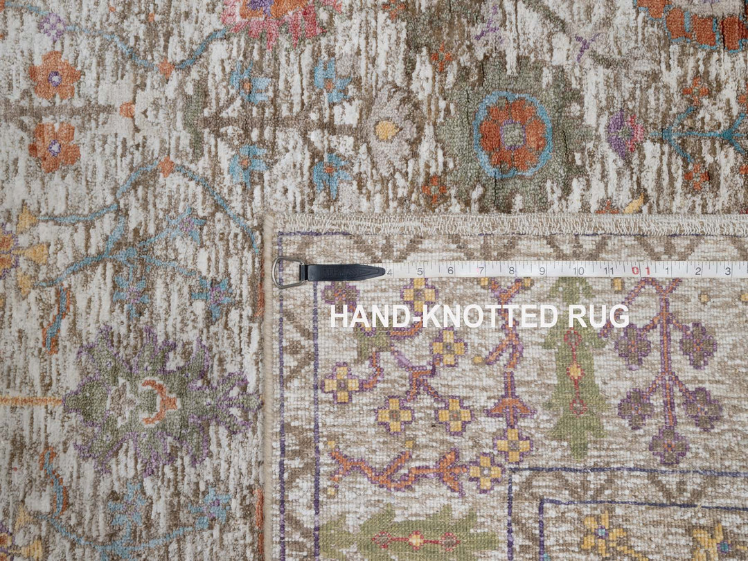 4'0" x 6'1" New Hand Knotted Ivory Wool & Silk Rectangle Oriental Rug - MOA10291138