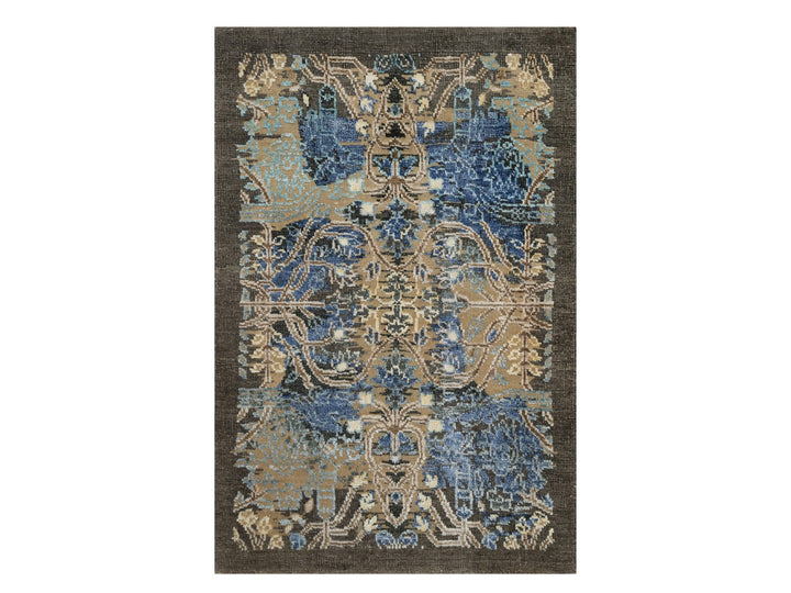 1'11" x 2'11" New Hand Knotted Brown Wool & Silk Rectangle Oriental Rug - MOA10291139