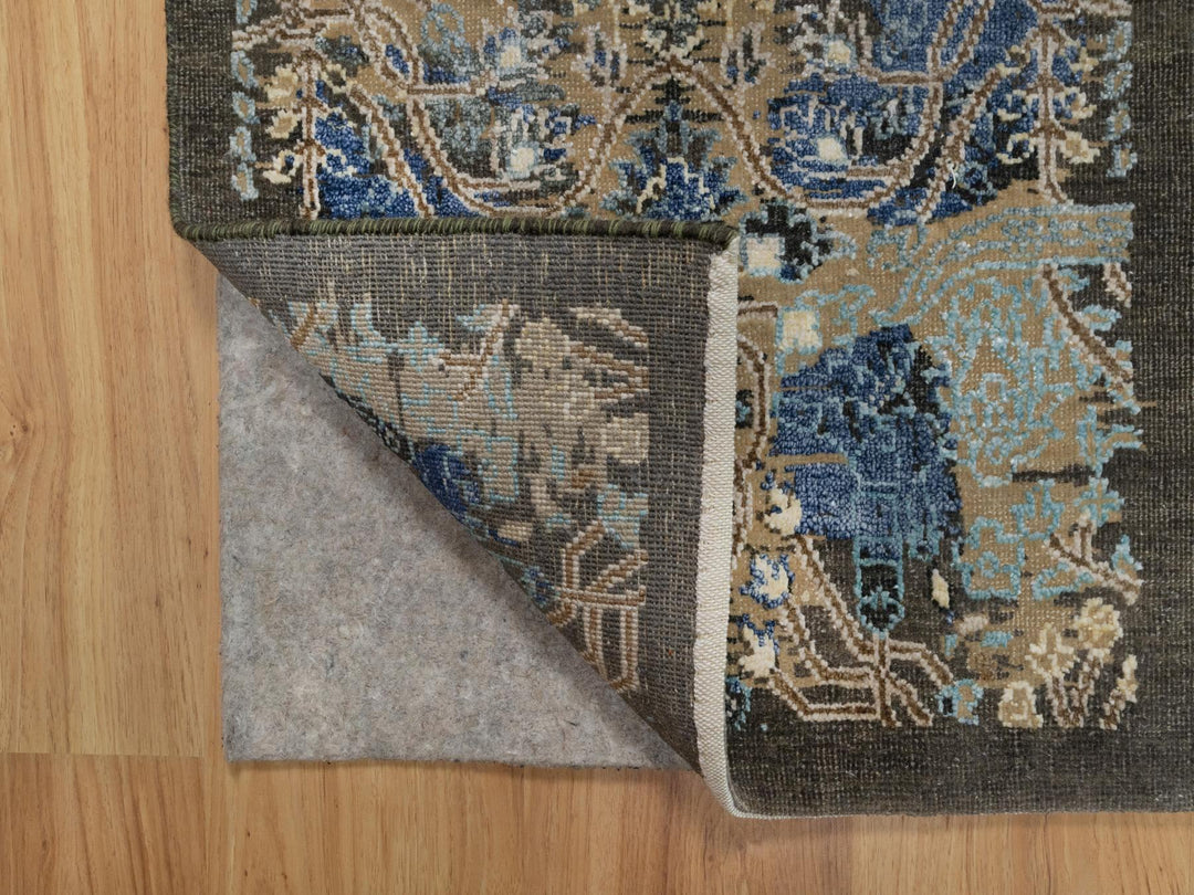 1'11" x 2'11" New Hand Knotted Brown Wool & Silk Rectangle Oriental Rug - MOA10291139