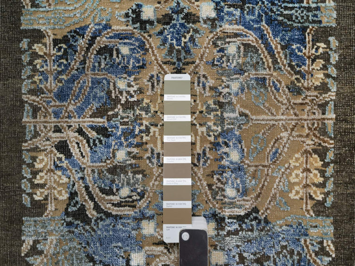 1'11" x 2'11" New Hand Knotted Brown Wool & Silk Rectangle Oriental Rug - MOA10291139