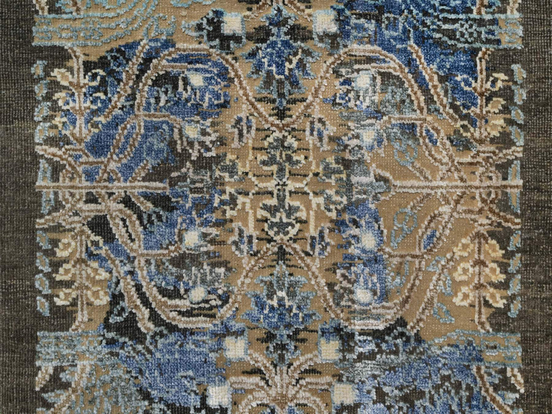 1'11" x 2'11" New Hand Knotted Brown Wool & Silk Rectangle Oriental Rug - MOA10291139