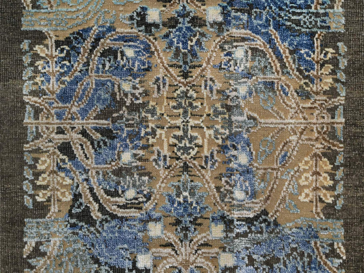 1'11" x 2'11" New Hand Knotted Brown Wool & Silk Rectangle Oriental Rug - MOA10291139