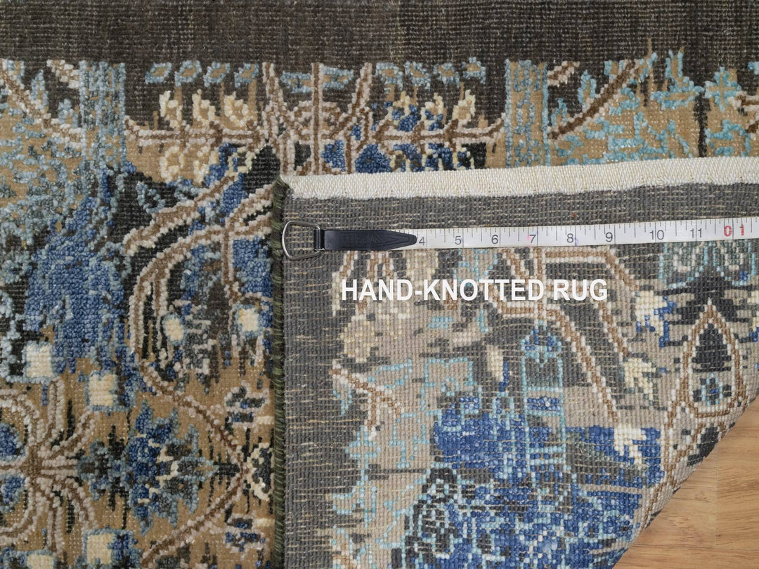 1'11" x 2'11" New Hand Knotted Brown Wool & Silk Rectangle Oriental Rug - MOA10291139
