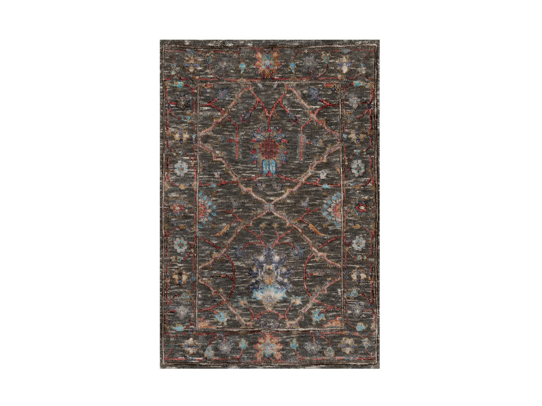 2'0" x 3'0" New Hand Knotted Brown Wool & Silk Rectangle Oriental Rug - MOA10291152
