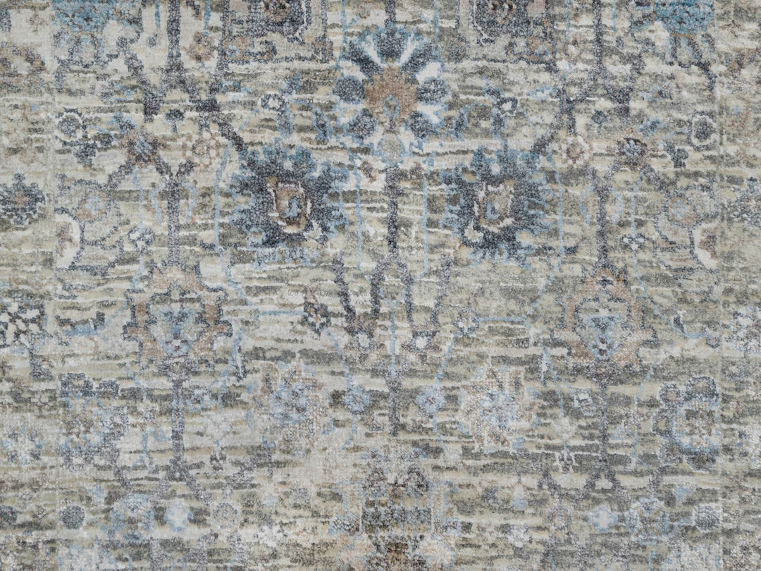 2'7" x 15'9" New Hand Knotted Ivory Wool & Silk Runner Oriental Rug - MOA10291158