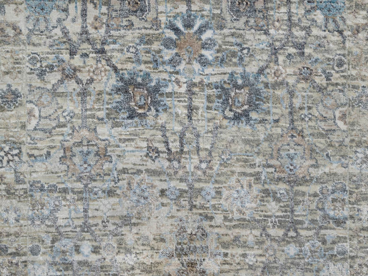 2'7" x 15'9" New Hand Knotted Ivory Wool & Silk Runner Oriental Rug - MOA10291158