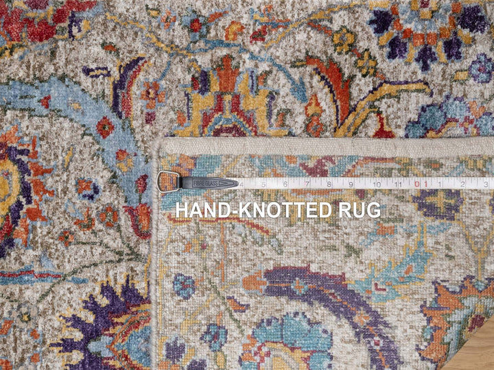2'5" x 26'0" New Hand Knotted Ivory Wool & Silk Runner Oriental Rug - MOA10291159