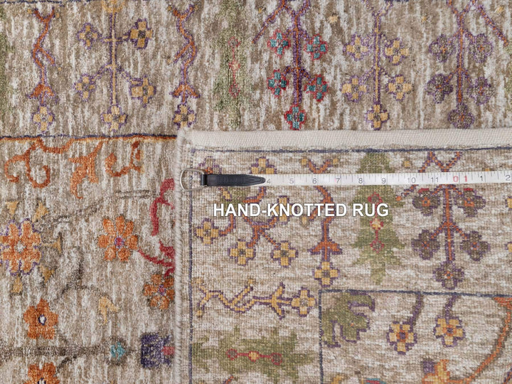 2'7" x 23'9" New Hand Knotted Ivory Wool & Silk Runner Oriental Rug - MOA10291160