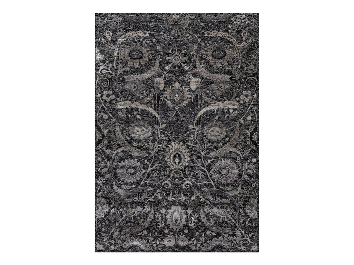 6'0" x 8'10" New Hand Knotted Black Wool & Silk Rectangle Oriental Rug - MOA10291161