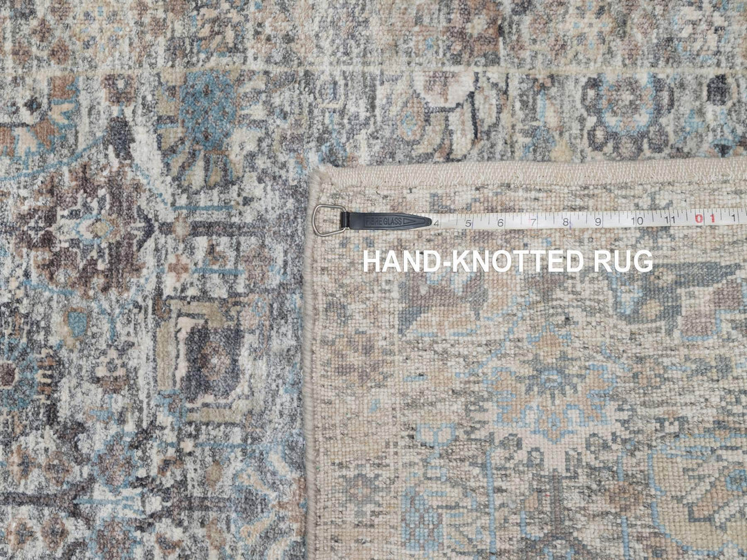 2'7" x 25'9" New Hand Knotted Ivory Wool & Silk Runner Oriental Rug - MOA10291162
