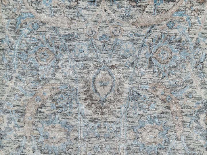 2'6" x 27'9" New Hand Knotted Ivory Wool & Silk Runner Oriental Rug - MOA10291163
