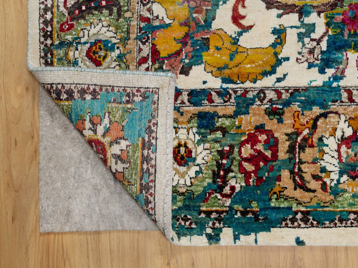 8'1" x 10'1" New Hand Knotted Ivory Wool & Silk Rectangle Oriental Rug - MOA10291164