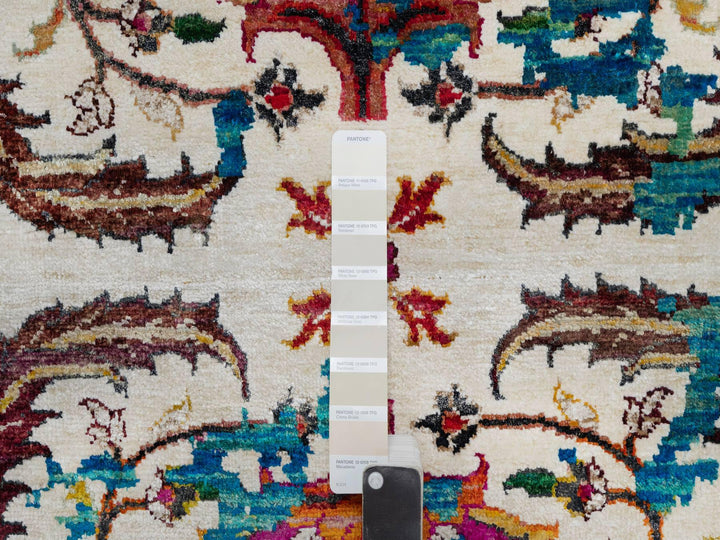 8'1" x 10'1" New Hand Knotted Ivory Wool & Silk Rectangle Oriental Rug - MOA10291164