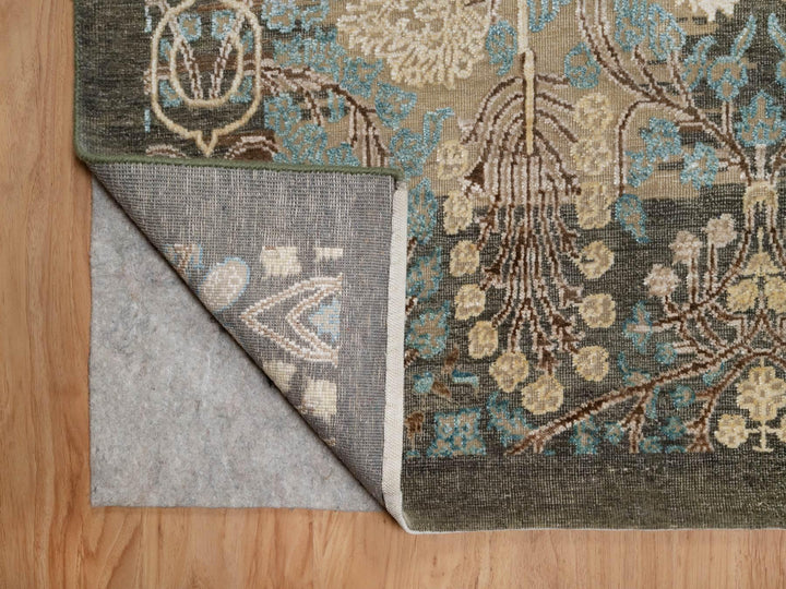 8'10" x 12'1" New Hand Knotted Brown Wool & Silk Rectangle Oriental Rug - MOA10291165